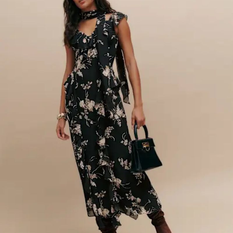 black floral maxi dress