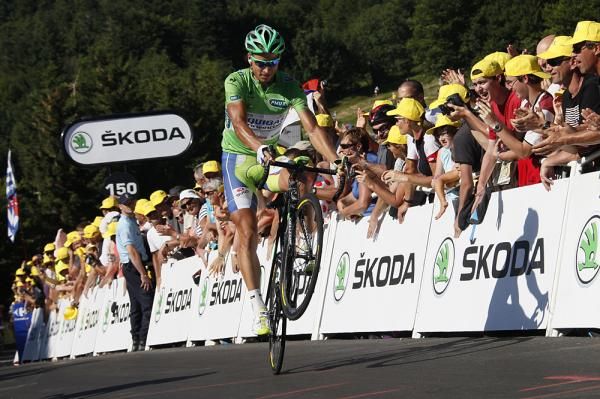 No victory salute antics, but Peter Sagan did pop a wheelie at the finish of stage 7