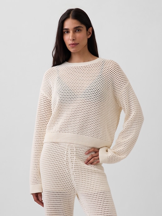 100% Cotton Crochet Relaxed Sweater