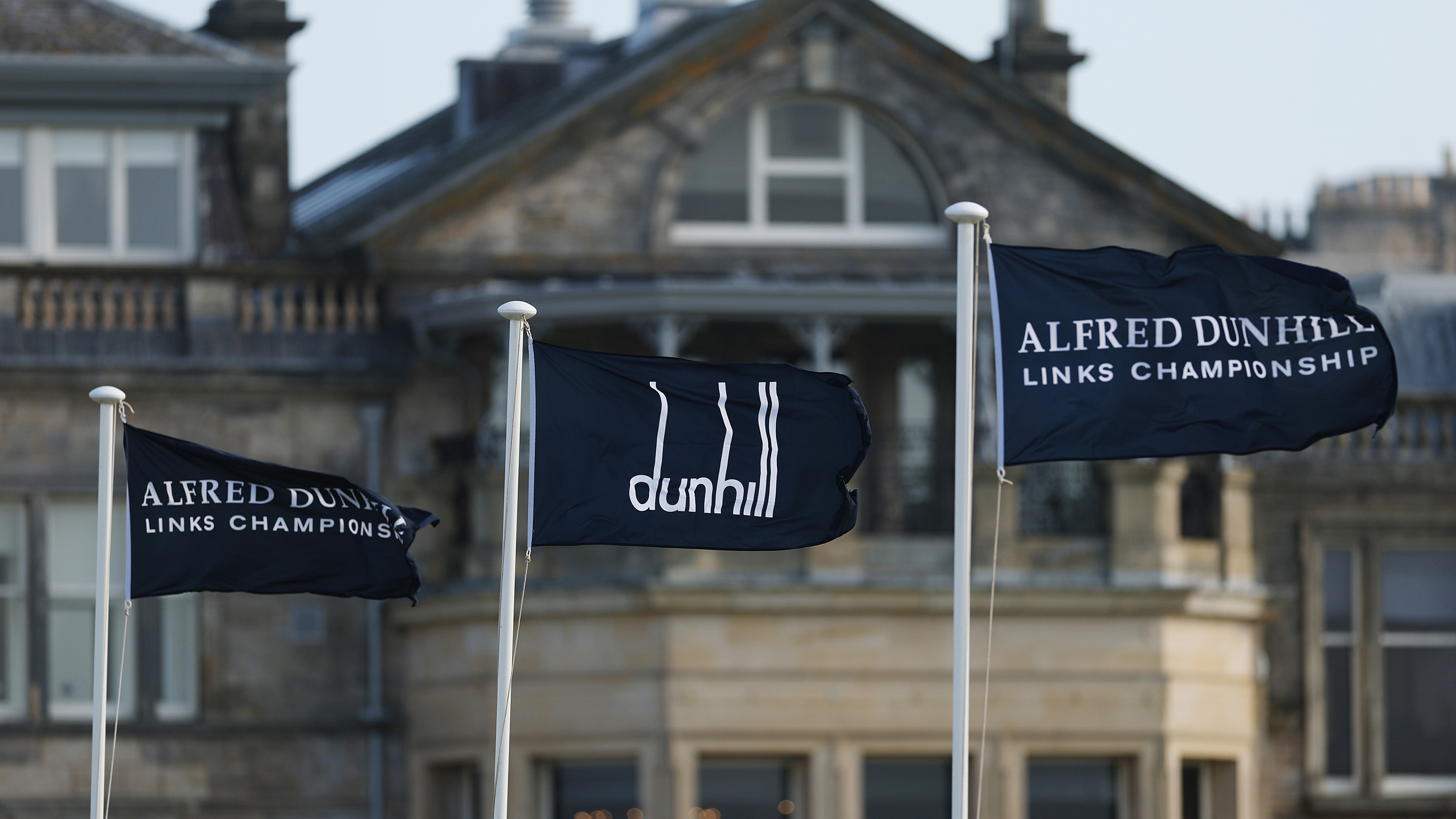 Alfred Dunhill Links Championship flags blow in the wind at St Andrews&#039; Old Course