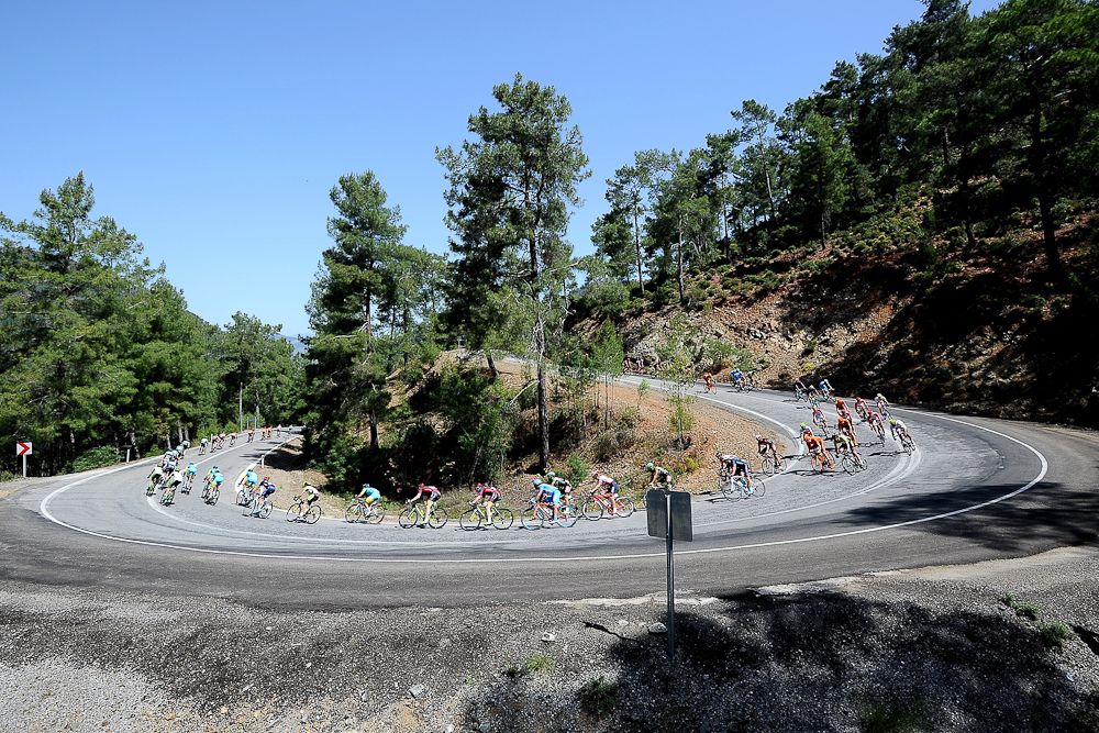 The Tour of Turkey peloton in action during stage 7.