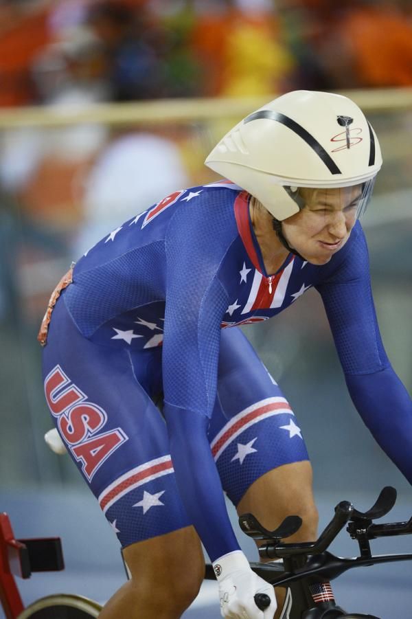 Sarah Hammer (United States) grimaces with her effort