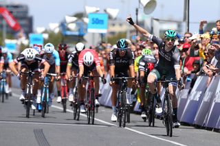 Sam Bennett (Bora-hansgrohe) won Race Melbourne by a wide margin