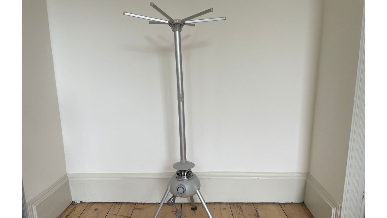 DrySoon Heated Clothes Airer Drying Pod standing empty
