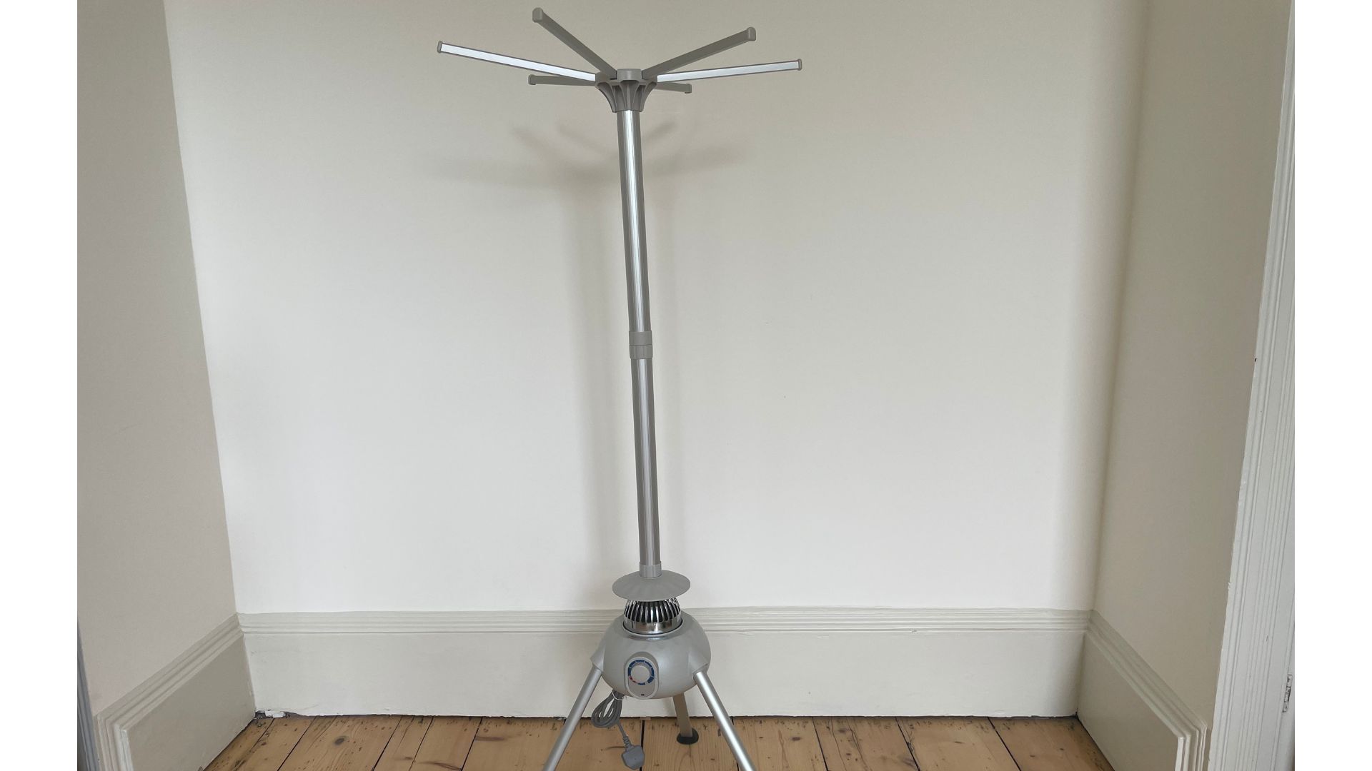 DrySoon Heated Clothes Airer Drying Pod standing empty