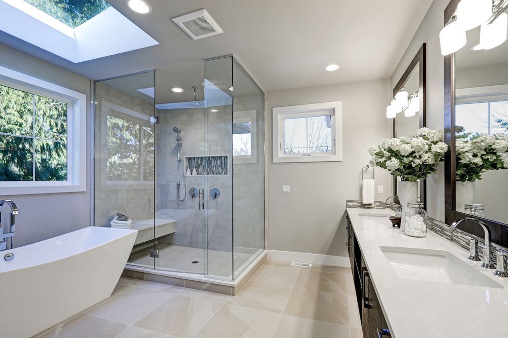 Amtico vinyl tile flooring in a bathroom