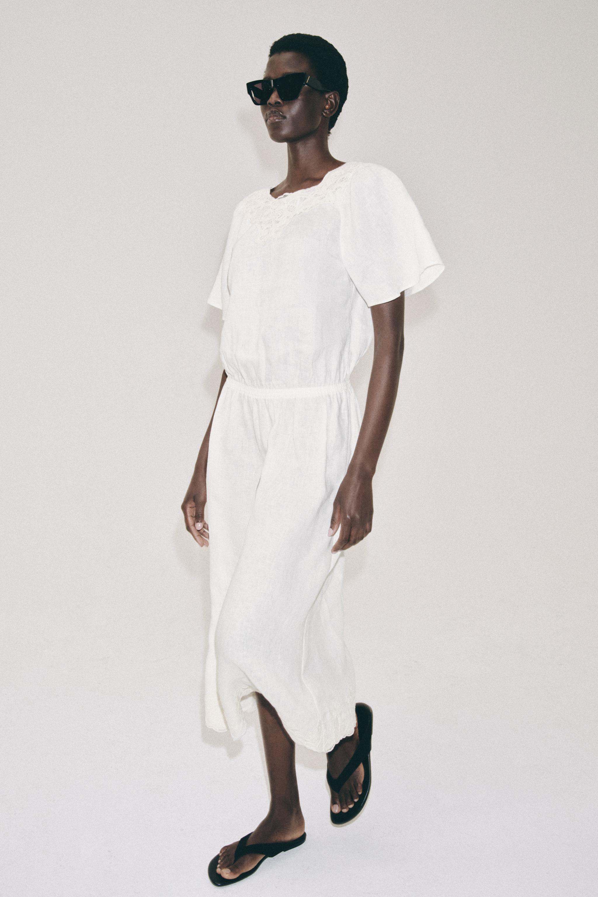 Zw Collection Linen Crochet Dress