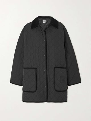 Oversized Corduroy-Trimmed Quilted Organic Cotton-Blend Jacket