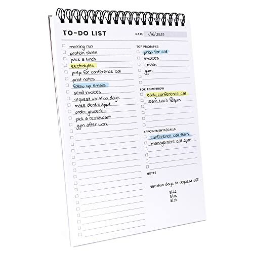 Of a Happy Kind to Do List Notepad: With Multiple Functional Sections - 6.5 X 9.8 60 Sheets - Spiral Daily Planner Notebook - Task Checklist Organizer Agenda Pad for Work - Note and Todo Organization