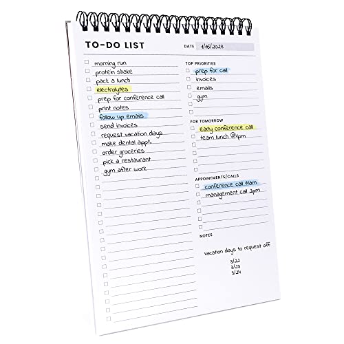 Of a Happy Kind to Do List Notepad: With Multiple Functional Sections - 6.5 X 9.8 60 Sheets - Spiral Daily Planner Notebook - Task Checklist Organizer Agenda Pad for Work - Note and Todo Organization