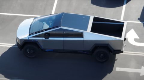 tesla cybertruck with hilariously large windshield wiper revealed in new video