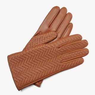 Aspinal of London Woven Leather Gloves Tan Nappa