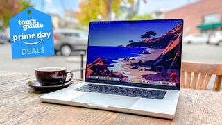 Apple MacBook Pro with Prime Day deal badge on top