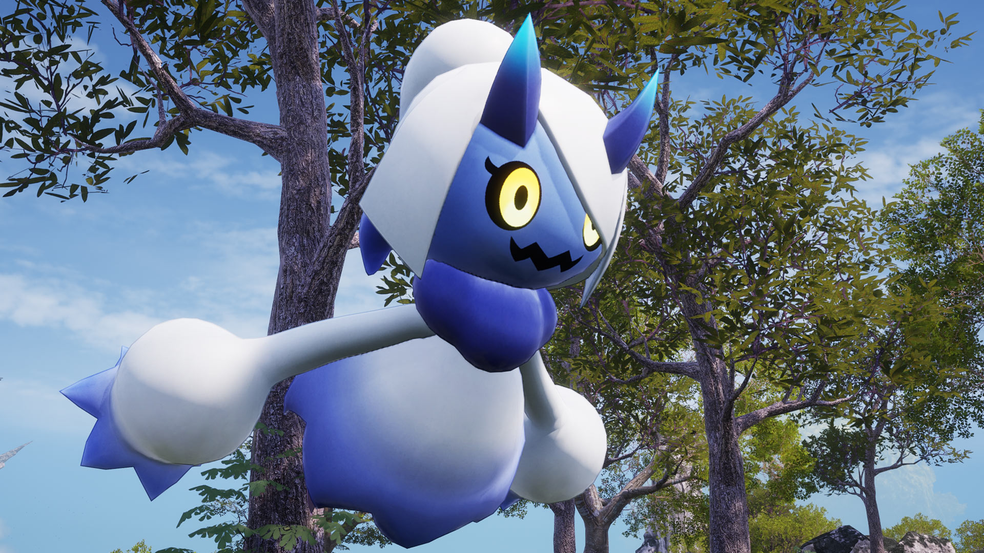 Palworld - Bakemi a blue and white spirit pal