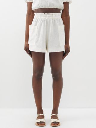 Emilia Geometric-Jacquard Organic-Cotton Shorts