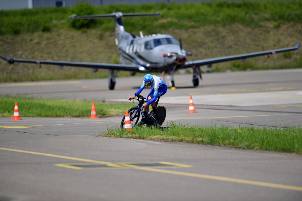 LAUSANNE SWITZERLAND APRIL 26 Jan Maas of Netherlands and Team BikeExchange Jayco sprints during the 75th Tour De Romandie 2022 Prologue a 512km individual time trial from Lausanne to Lausanne ITT TDR2022 on April 26 2022 in Lausanne Switzerland Photo by Dario BelingheriGetty Images