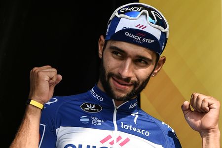Fernando Gaviria back on the podium after winning stage 4 at the Tour de France