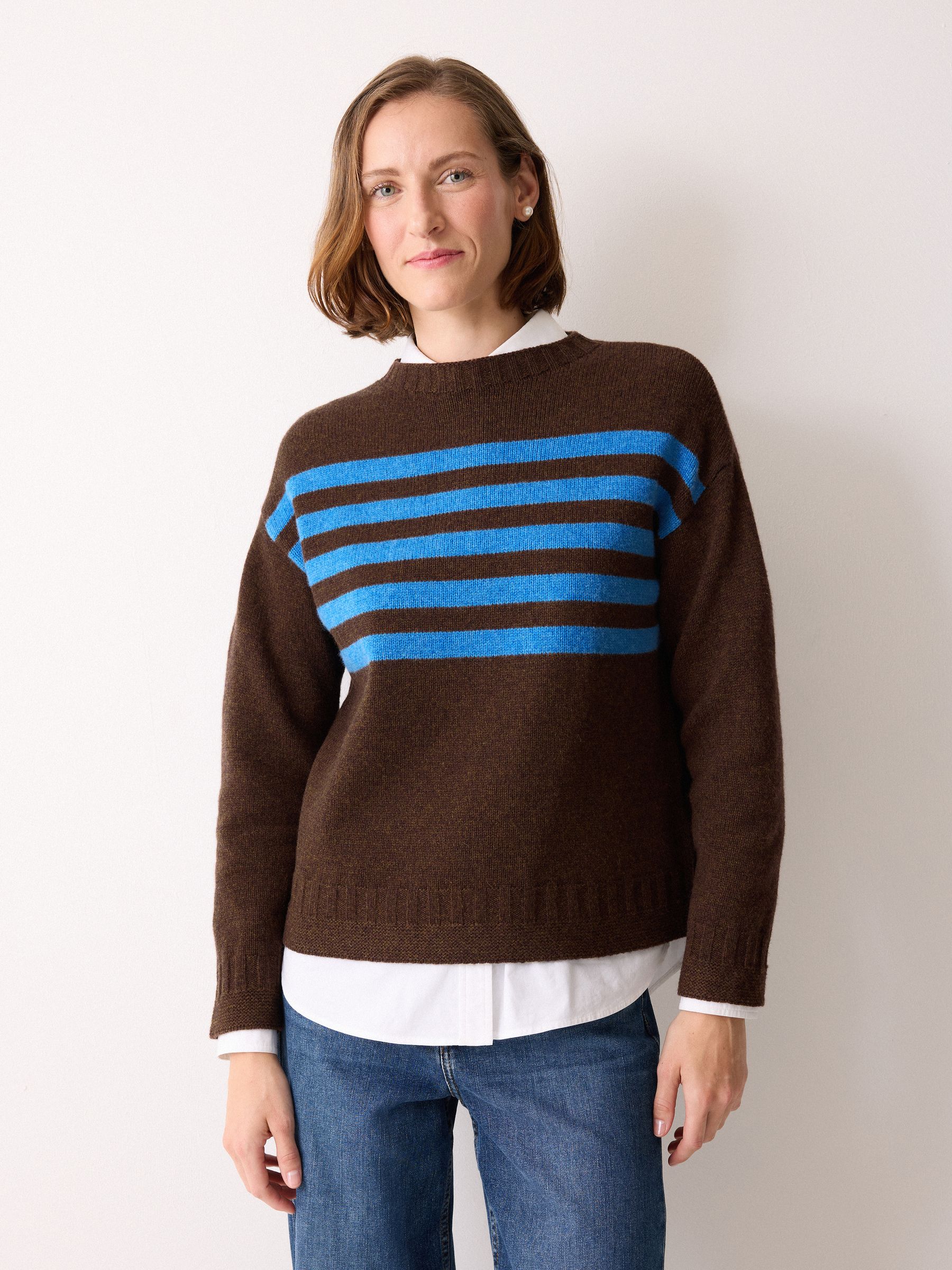 Jigsaw Brown Stripe Guernsey Jumper