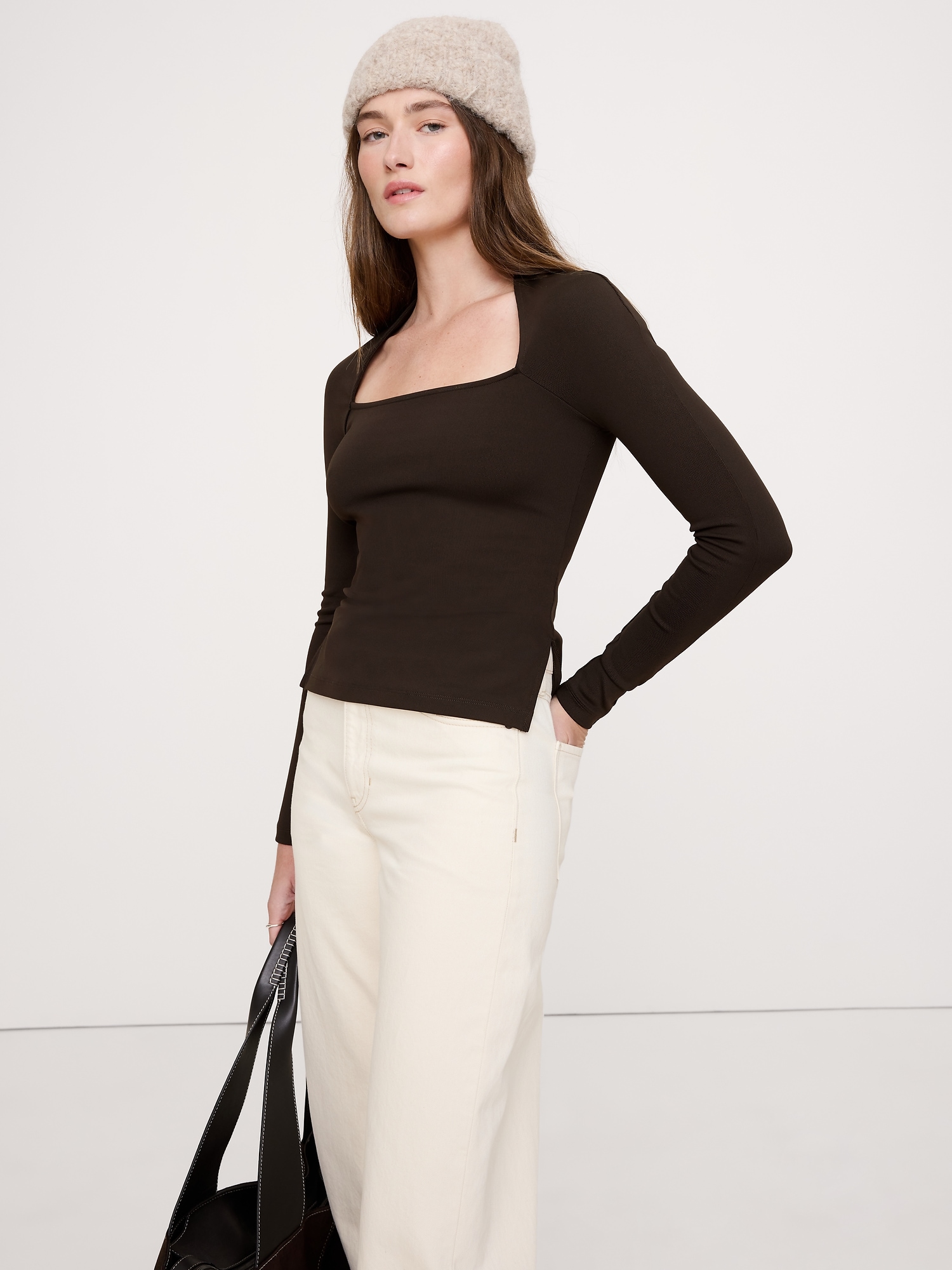 Sculpted-Stretch Square-Neck Top
