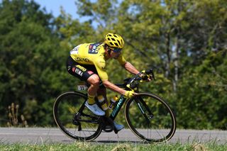 GRAND COLOMBIER FRANCE SEPTEMBER 13 Primoz Roglic of Slovenia and Team Jumbo Visma Yellow Leader Jersey during the 107th Tour de France 2020 Stage 15 a 1745km stage from Lyon to Grand Colombier 1501m TDF2020 LeTour on September 13 2020 in Grand Colombier France Photo by Tim de WaeleGetty Images