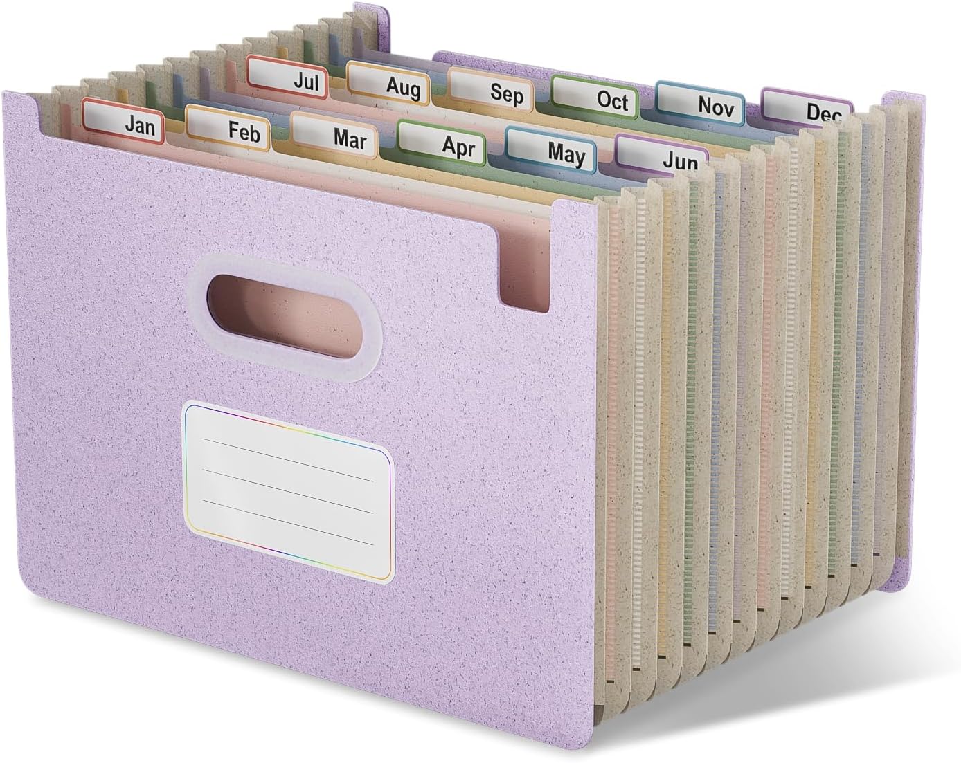 Ecostash Accordion File Organiser, 12 Pockets A4 Wheat Straw Expanding File Folders, Monthly Filling Document Organiser, Bpa Free, Return to Nature, Healthy Living, Lavender Purple (open Top)