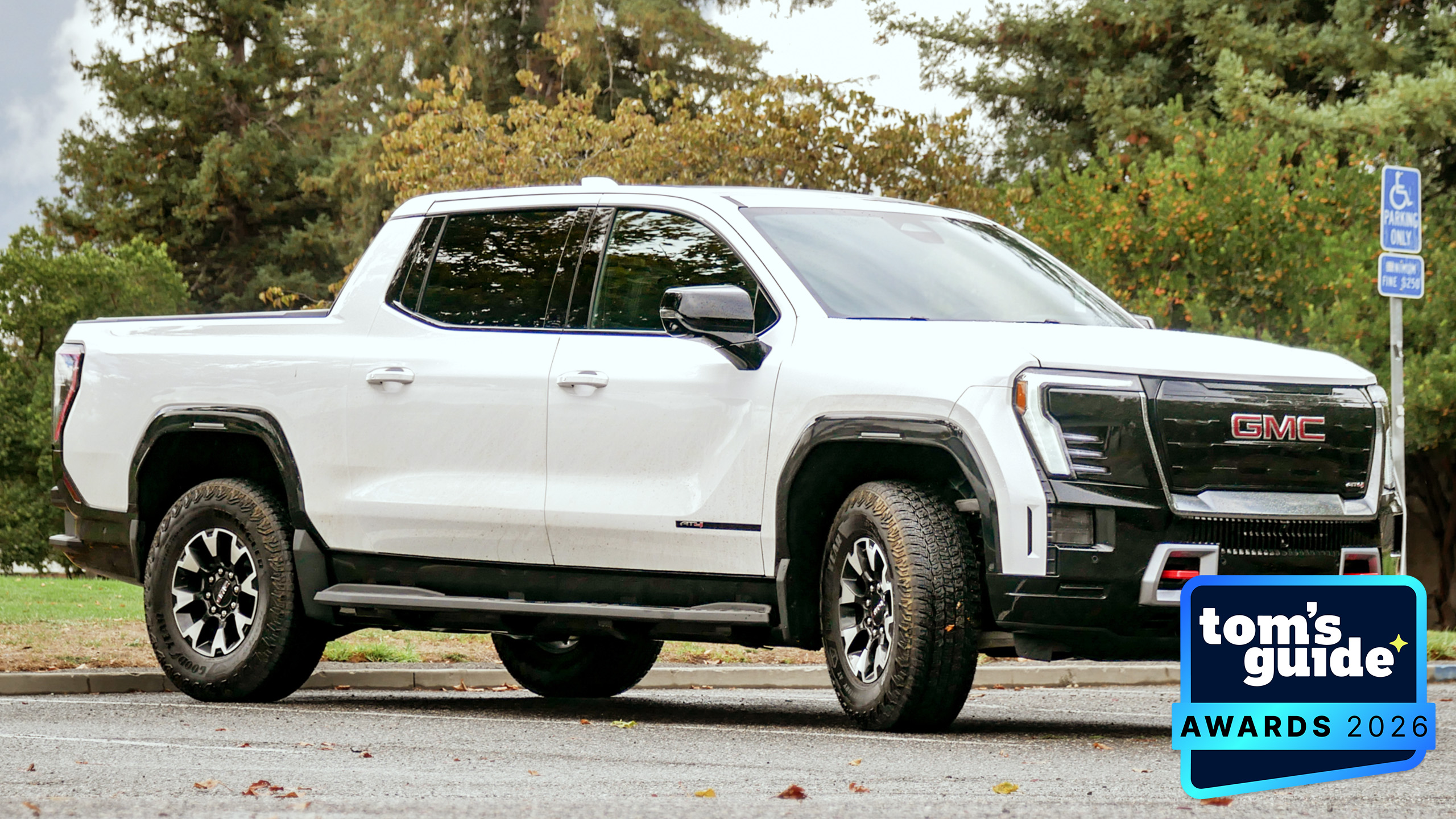 The 2026 GMC Sierra EV with a TG Awards 2026 badge