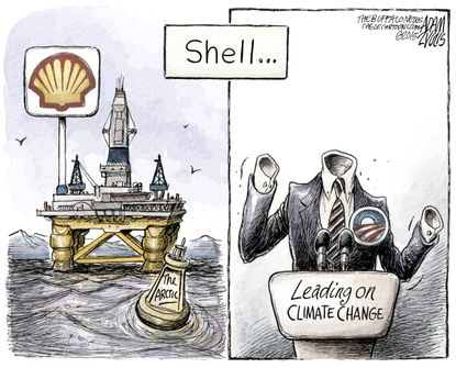 Obama cartoon U.S. Shell Climate Change