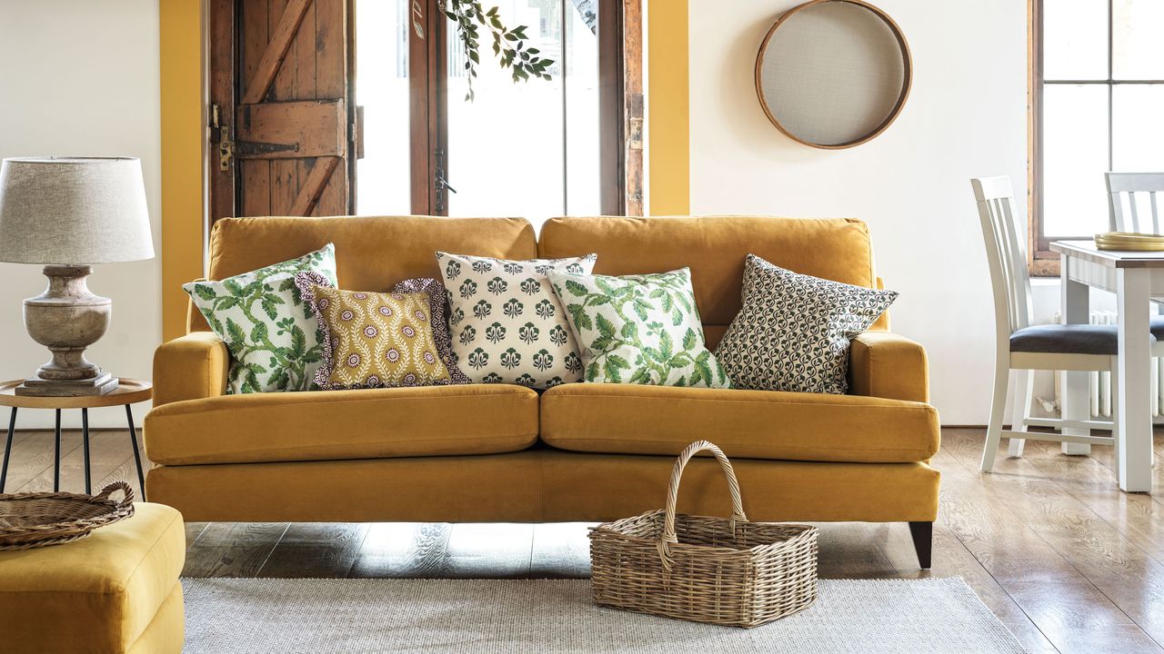 Yellow sofa in living room