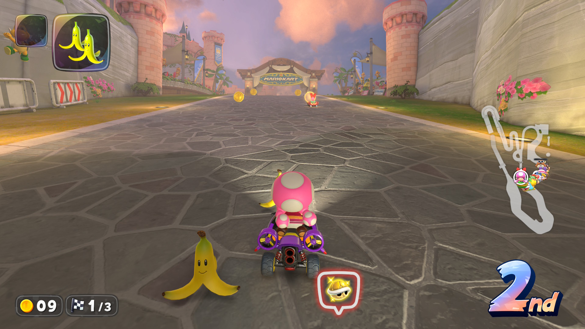Using a Banana Peel in Mario Kart World