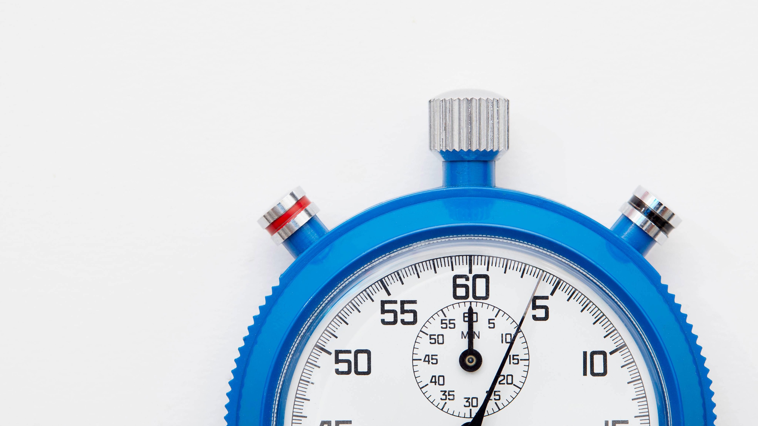Studio shot of stopwatch against white background