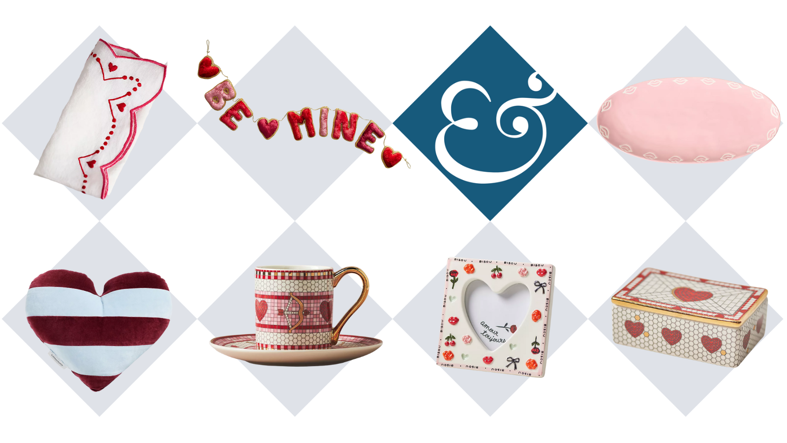 an assortment of valentine's day decor from anthropologie