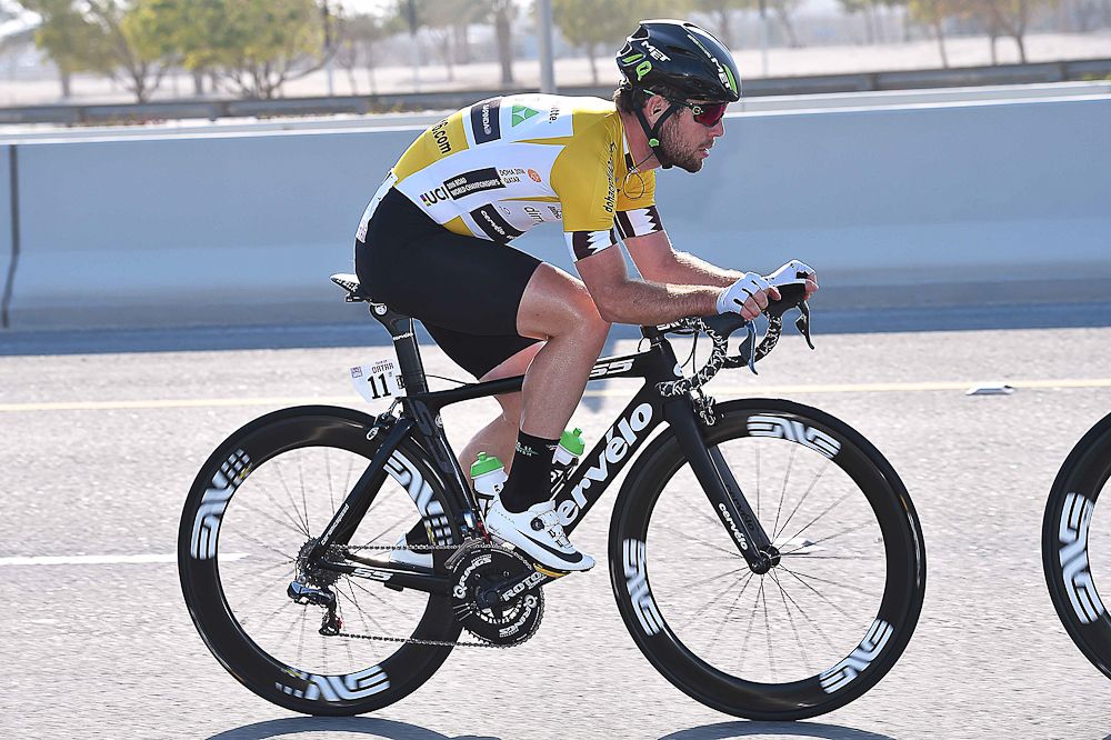 Race leader Mark Cavendish in action during stage 5 at the Tour of Qatar