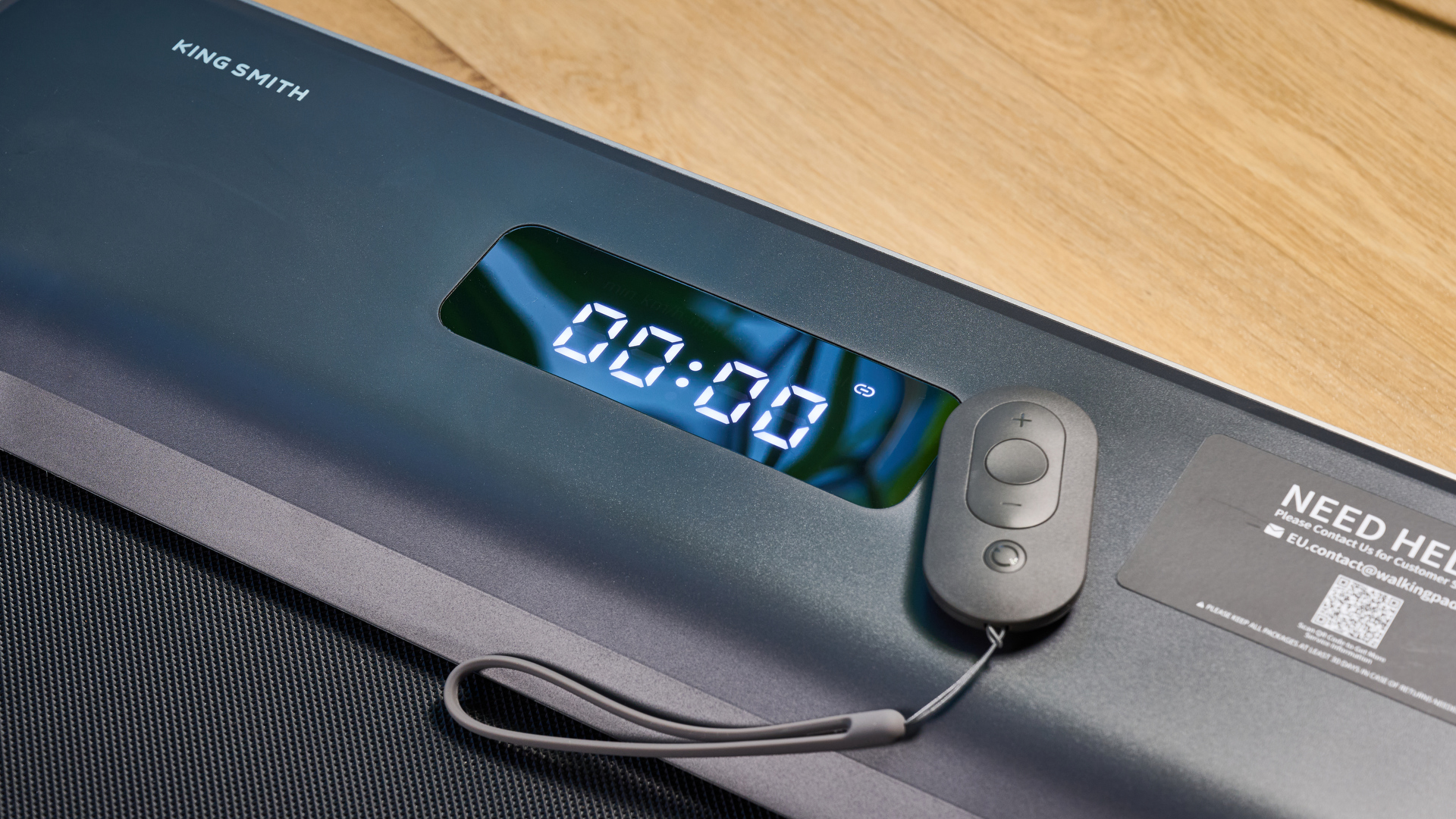 The WalkingPad Z1 photographed in front of a blue background.
