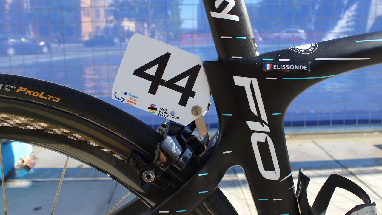 The Frenchman's race number was cut to fit the frameset