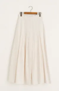 Hako Linen Pleated Skirt, Ivory, £109 | Olive Clothing