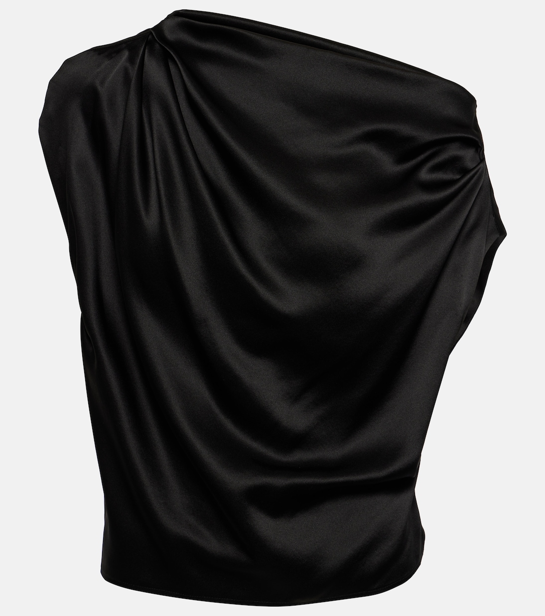Draped One-Shoulder Silk Top