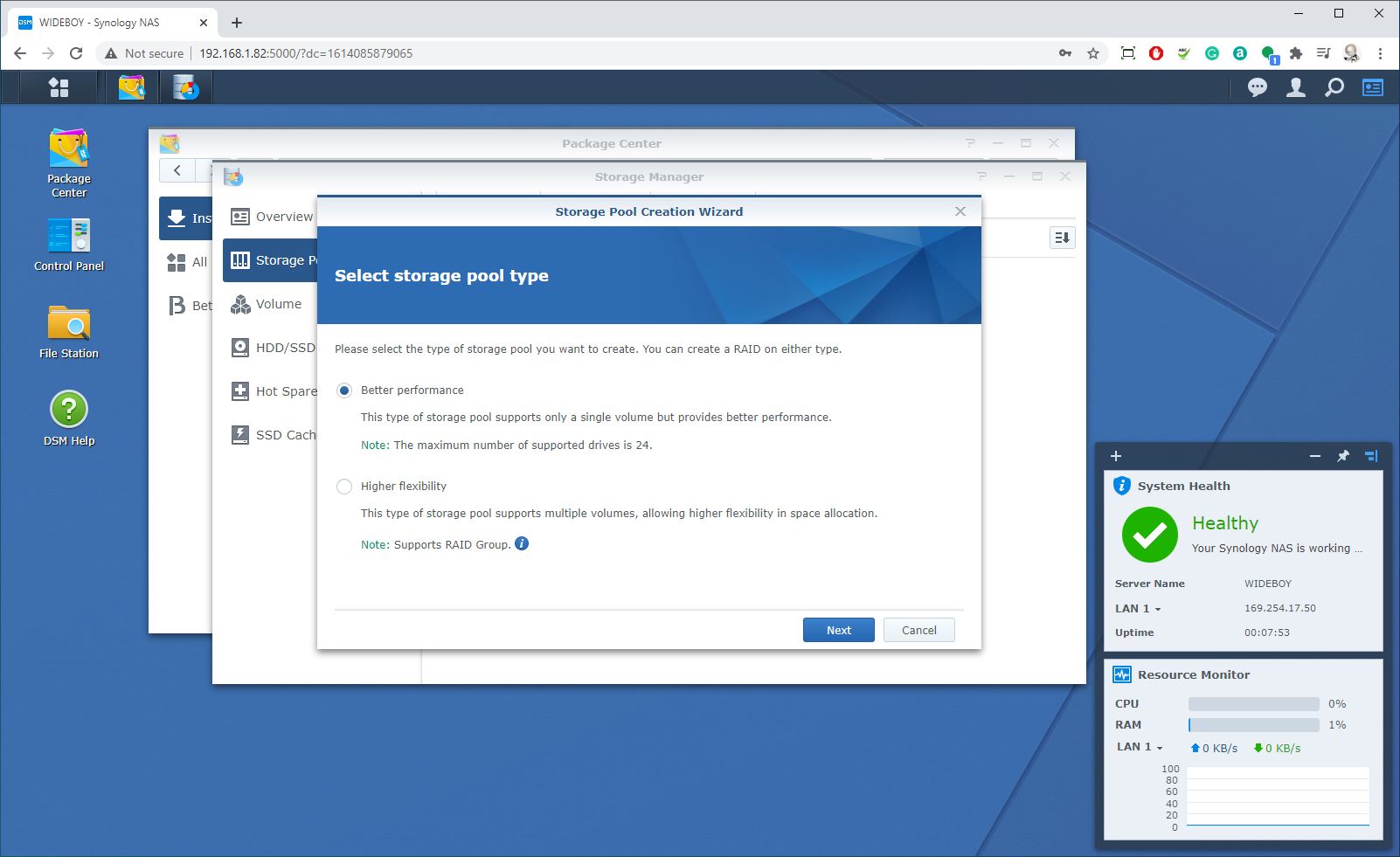Synology DSM interface