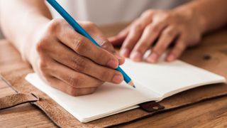 A woman writing in a journal