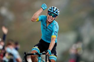 MERIBEL FRANCE SEPTEMBER 16 Arrival Miguel Angel Lopez Moreno of Colombia and Astana Pro Team Celebration during the 107th Tour de France 2020 Stage 17 a 170km stage from Grenoble to Mribel Col de la Loze 2304m TDF2020 LeTour on September 16 2020 in Mribel France Photo by Benoit Tessier PoolGetty Images