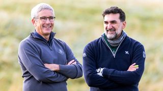 Jay Monahan and Yasir Al-Rumayyan during the Alfred Dunhill Links Championship