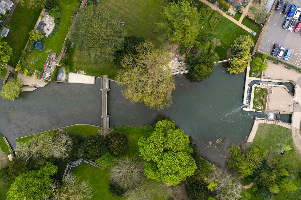 Photo of a river and bridge from above taken with the DJI Mavic 4 Pro