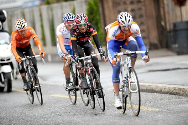 Denis Menchov leads the successful late-stage break.