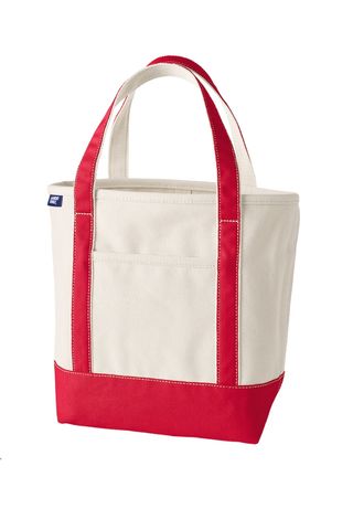 Lands' End Medium Natural 5 Pocket Open Top Canvas Tote Bag