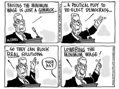 Political cartoon Mitch McConnell minimum wage