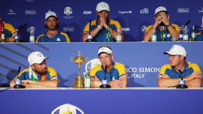 Team Europe captain Luke Donald speaks to the media after the 2023 Ryder Cup