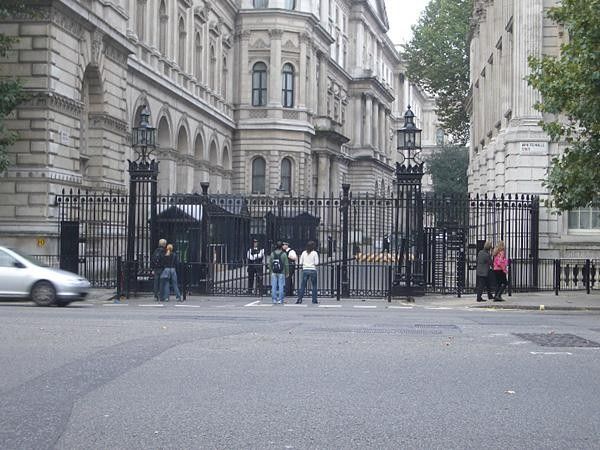 Downing Street. those gates were erected during the Thatcher era (was it to keep us out or her in?)