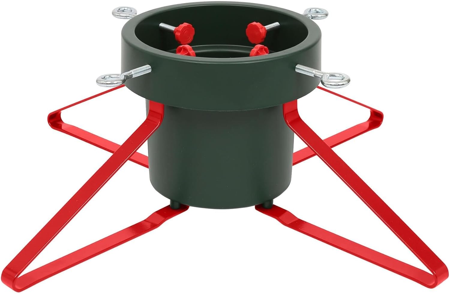 Harbour Housewares Classic Real Christmas Tree Stand - Green/red - 5.5in (14cm) - Metal Large Live Christmas Tree Decor Xmas Tree Holder for 2.5m Height With Water Holder &amp;amp; Adjustable Trunk Support