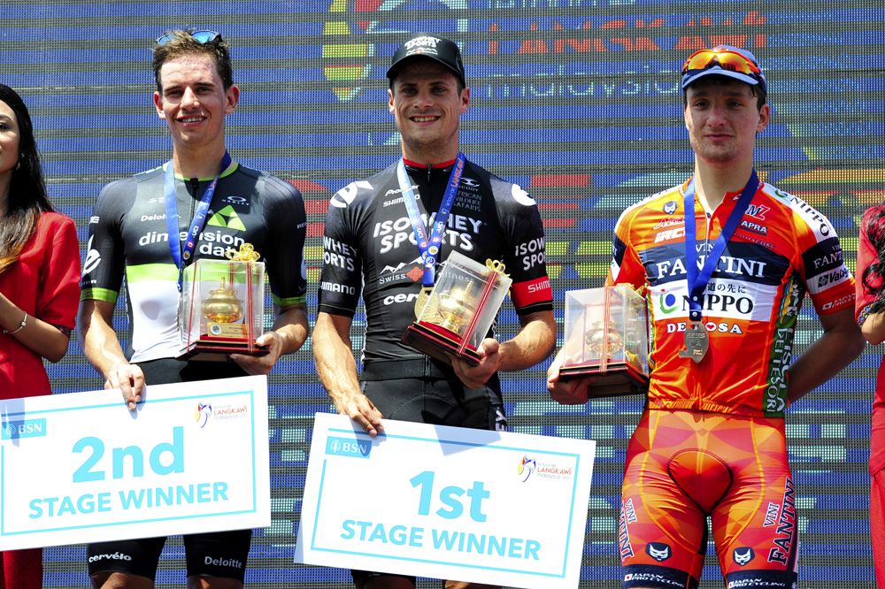 Scott Sunderland (Isowhey Sports Swisswellness) takes centre stage on the podium