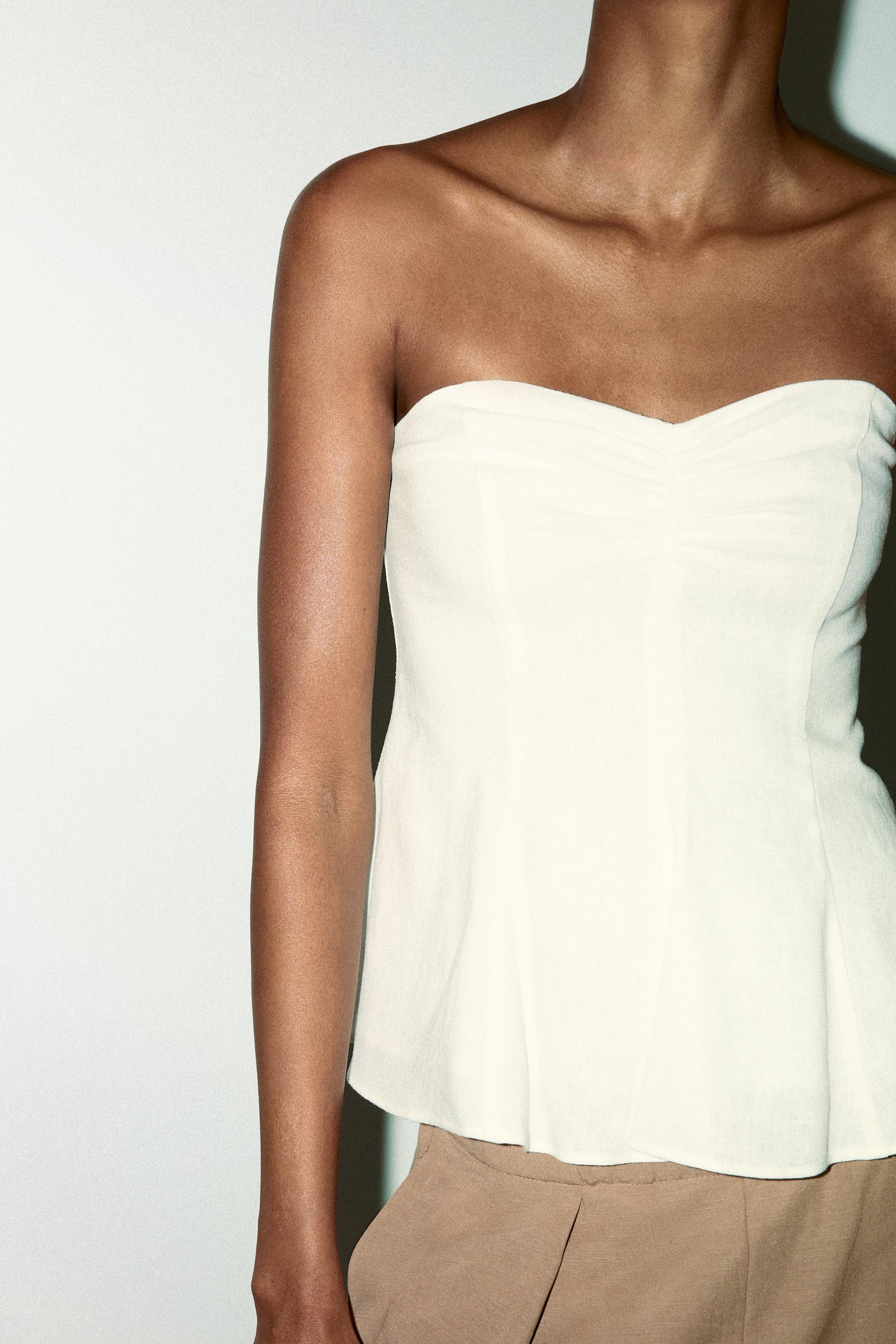 Linen Blend Bandeau Top