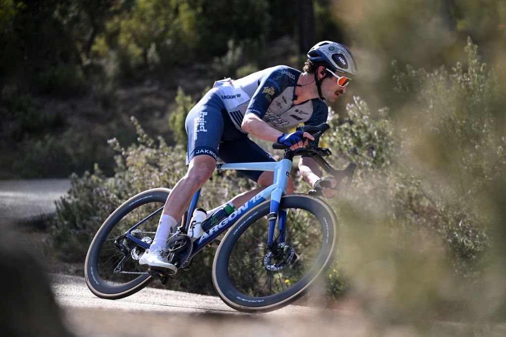 MURCIA SPAIN FEBRUARY 15 Stephen Bassett of United States and Team Project Echelon Racing competes during the 45th Vuelta Ciclista a la Regin de Murcia Costa Calida 2025 a 1996km one day race from Jumilla to Murcia on February 15 2025 in Murcia Spain Photo by Tim de WaeleGetty Images